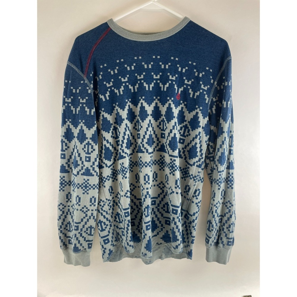 Volcom Sweater, Men's Size Medium, Gray, Blue, Southwestern, Pullover